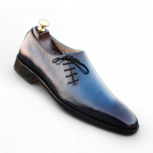 Bespoke Blue Leather Side Lace Up Shoe for Men - leathersguru