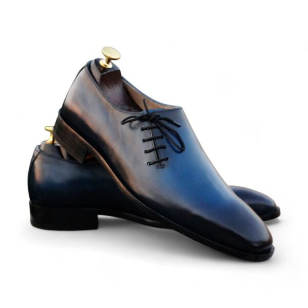 Bespoke Blue Leather Side Lace Up Shoe for Men - leathersguru