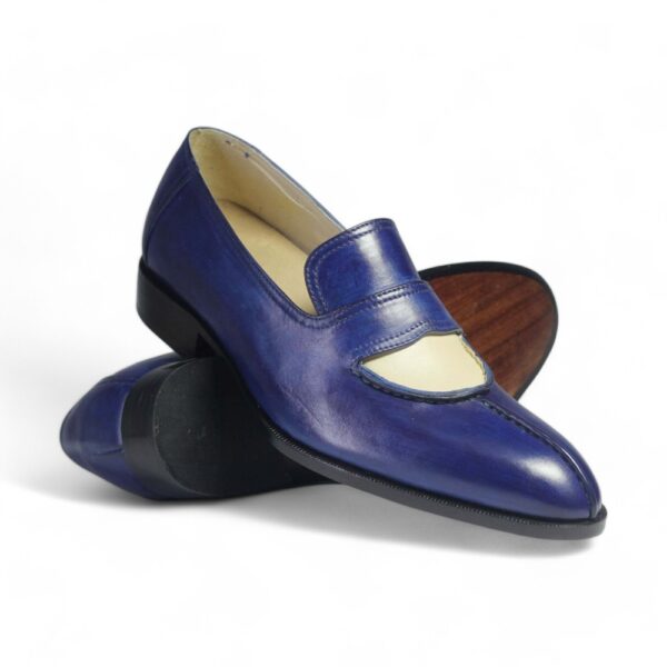 Bespoke Blue Leather Split Toe Shoe for Men