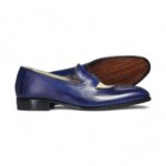 Bespoke Blue Leather Split Toe Shoe for Men