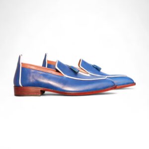 Bespoke Blue Tussle Leather Loafer for Men - leathersguru