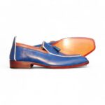 Bespoke Blue Tussle Leather Loafer for Men - leathersguru