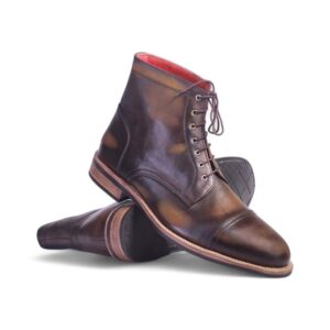 Bespoke Brown Leather Ankle High Lace Up Boots