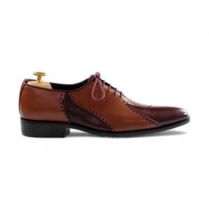 Bespoke Brown and Burgundy Leather Lace Up Stylish Shoe for Men - leathersguru