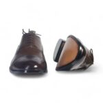 Bespoke Brown and Dark Brown Leather Cap Toe Lace Up Shoe for Men - leathersguru