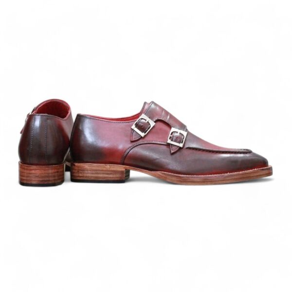 Bespoke Burgundy Leather Double Monk Strap Shoe for Men - leathersguru