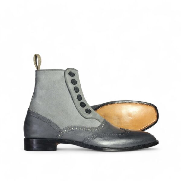 Bespoke Gary Leather Suede Wing Tip Button Top Boots