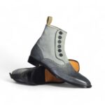 Bespoke Gary Leather Suede Wing Tip Button Top Boots