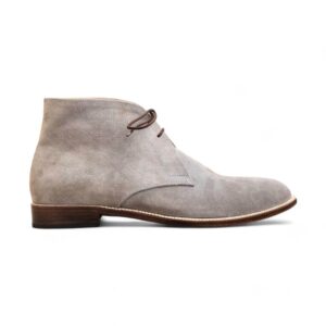 Bespoke Gray Chukka Suede Lace Up Boots - leathersguru