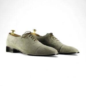 Bespoke Gray Suede Cap Toe Shoe for Men