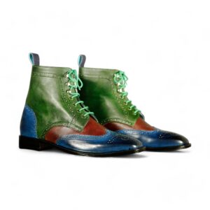 Bespoke Multi Color Ankle Leather Lace Up Boot - leathersguru