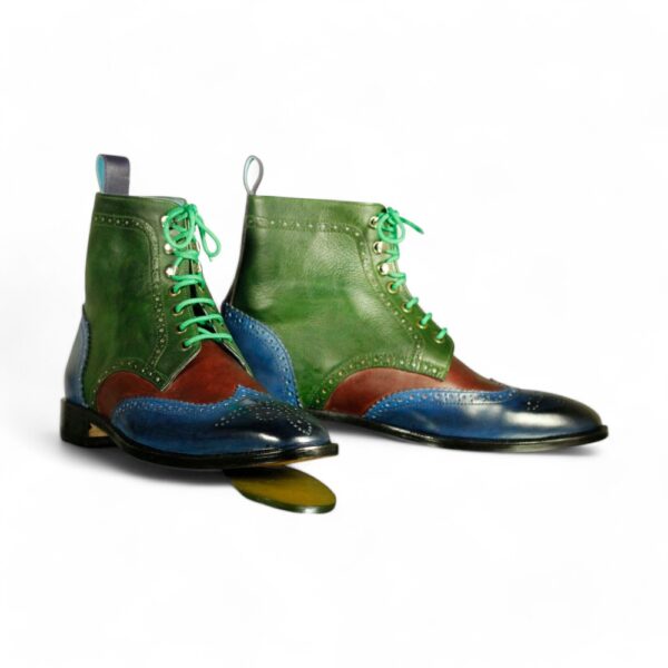 Bespoke Multi Color Ankle Leather Lace Up Boot - leathersguru