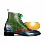 Bespoke Multi Color Ankle Leather Lace Up Boot - leathersguru