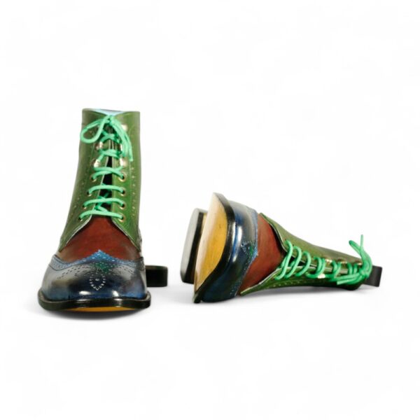 Bespoke Multi Color Ankle Leather Lace Up Boot - leathersguru