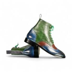 Bespoke Multi Color Ankle Leather Lace Up Boot - leathersguru