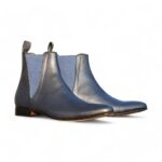 Bespoke Navy Blue Chelsea Leather Boot - leathersguru