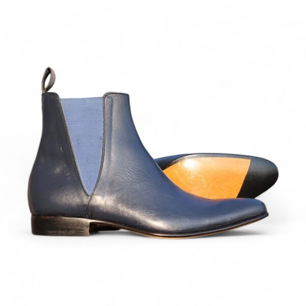 Bespoke Navy Blue Chelsea Leather Boot - leathersguru