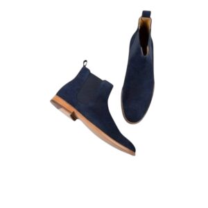 Bespoke Navy Blue Chelsea Suede Boot