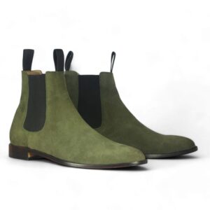 Bespoke Olive Green Suede Chelsea Boots