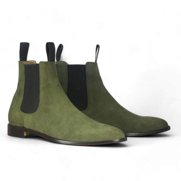 Bespoke Olive Green Suede Chelsea Boots