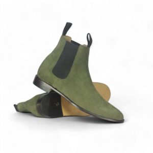 Bespoke Olive Green Suede Chelsea Boots