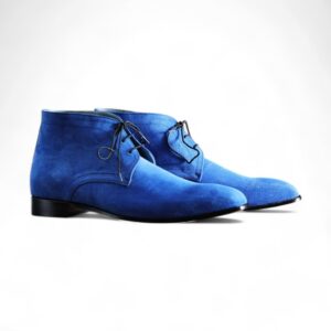 Bespoke Sky Blue Chukka Suede Lace Up Boots - leathersguru