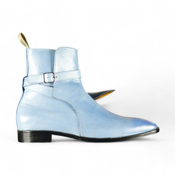 Bespoke Sky Blue Jodhpurs Leather Ankle Boot For Men's