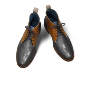 Bespoke Tan Black Chukka Leather Lace Up Boots