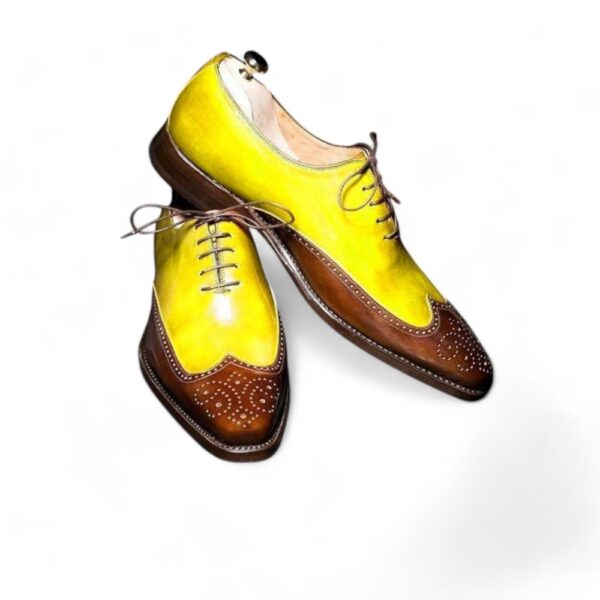 Bespoke Tan Brown Wing Tip Lace Up Shoe for Men's