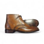 Bespoke Tan Chukka Leather Wing Tip Lace Up Boots