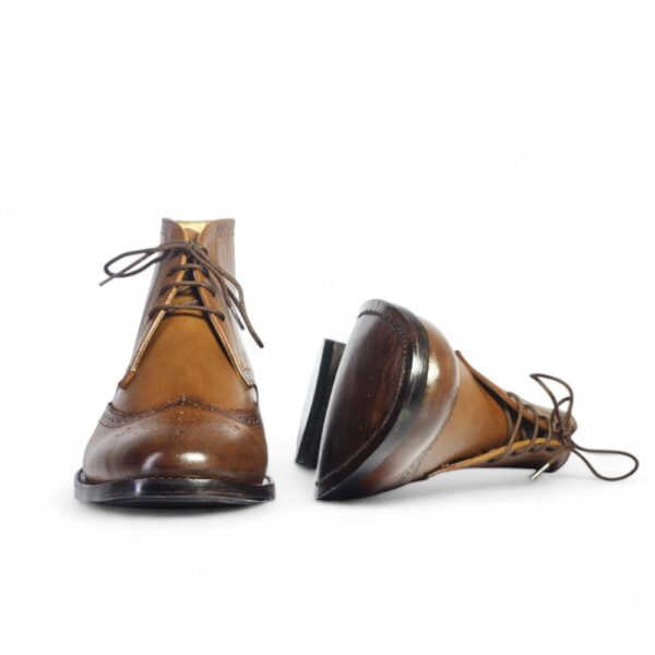 Bespoke Tan Chukka Leather Wing Tip Lace Up Boots