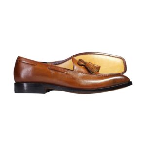 Bespoke Tan Tussle Leather Shoes for Men's - leathersguru