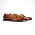 Bespoke Tan Tussle Leather Shoes for Men's - leathersguru