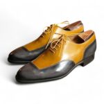 Bespoke Two Tone Leather Square Toe Lace Up Shoes for Men - leathersguru