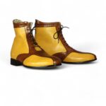 Bespoke Yellow & Brown Ankle Lace Up Boot for Men’s