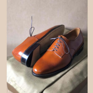 Bespoke Brown Leather Lace Up Dress Shoes For Men's