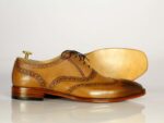 Bespoke Brown Wing Tip Shoes, Men's Dress Formal Luxury Leather Shoes