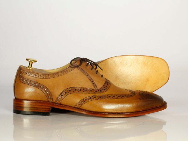 Bespoke Brown Wing Tip Shoes, Men's Dress Formal Luxury Leather Shoes