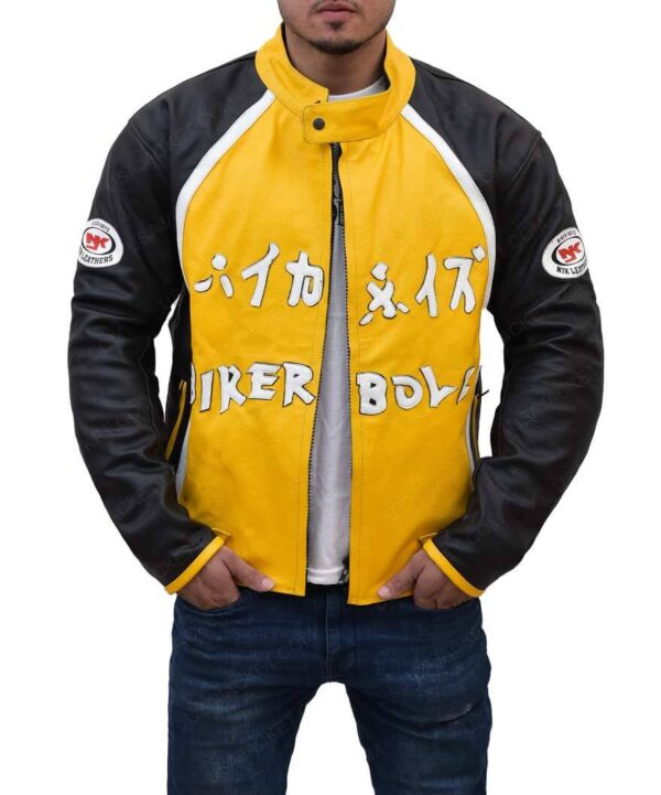 Biker Boyz Yellow Motorcycle Leather Jacket - leathersguru