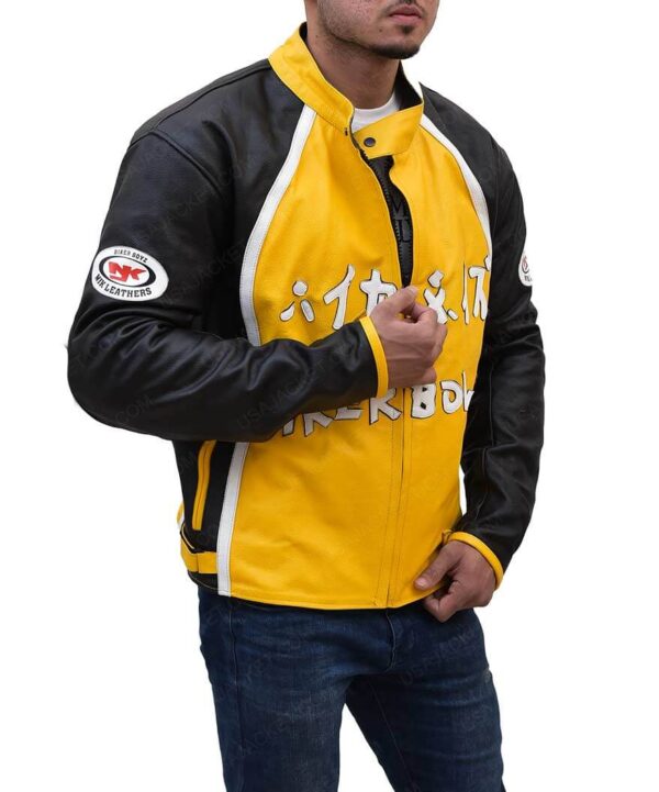 Biker Boyz Yellow Motorcycle Leather Jacket - leathersguru