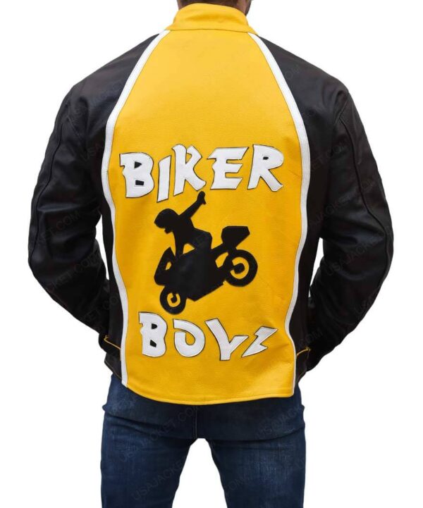 Biker Boyz Yellow Motorcycle Leather Jacket - leathersguru