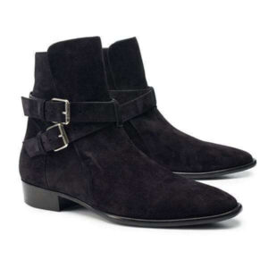 Handmade Black Jodhpurs Suede Buckle Boot - leathersguru