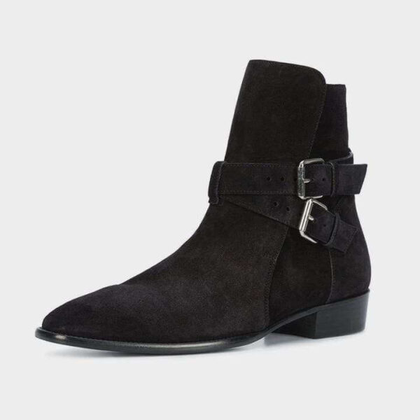 Handmade Black Jodhpurs Suede Buckle Boot - leathersguru