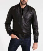 Handmade Black Bomber Leather Jacket for Men Flight Jacket - leathersguru