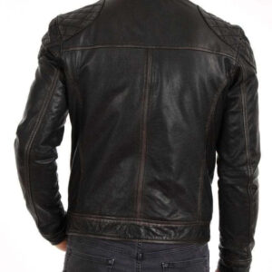 Handmade Black Distressed Leather Jacket Men's Pure Lambskin Biker Jacket - leathersguru