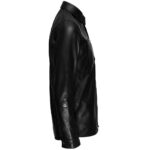 Handmade Black Lambskin Leather Collared Lightweight Jacket Over Shirt,Men genuine leather jacket - leathersguru