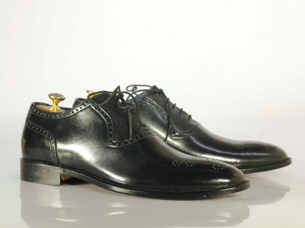 Handmade Black Brogue Toe Leather Formal Men's Shoes - leathersguru