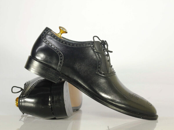 Handmade Black Brogue Toe Leather Formal Men's Shoes - leathersguru