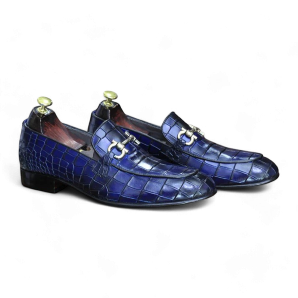 Men's Blue Buckle Alligator Loafers Luxury Style Shoes