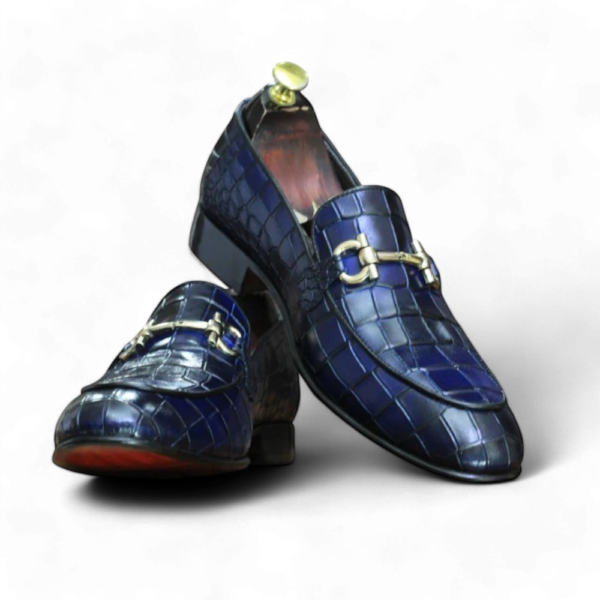 Men's Blue Buckle Alligator Loafers Luxury Style Shoes